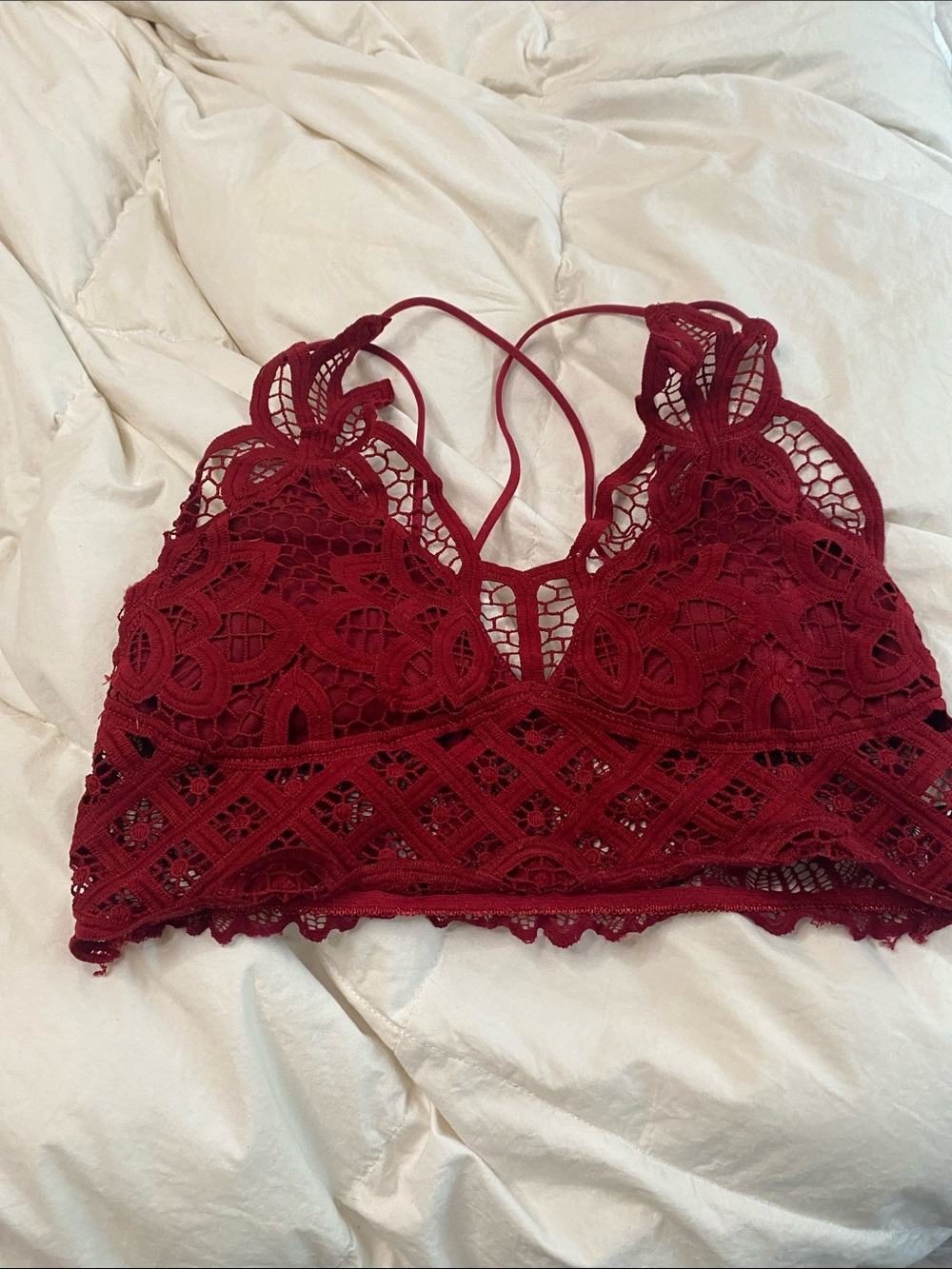 Lace Crochet Bralette in Deep Burgundy